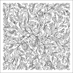 Pattern for coloring book. Ethnic, floral, retro, doodle element