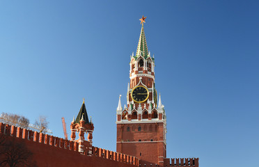 Fototapeta premium Spasskaya tower of Moscow Kremlin, Russia