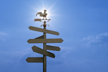direction sign with blank spaces for text