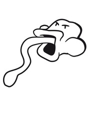 face head evil monster tongue rausstrecken attack catch chase fly eating frog