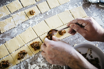 Cooking fresh ravioli to eat