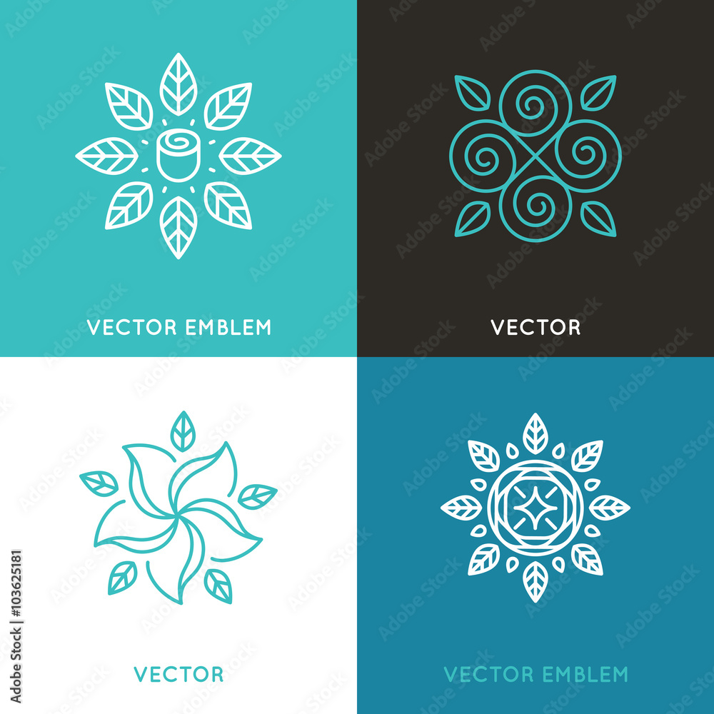 Poster Vector set of logo design templates in trendy linear style