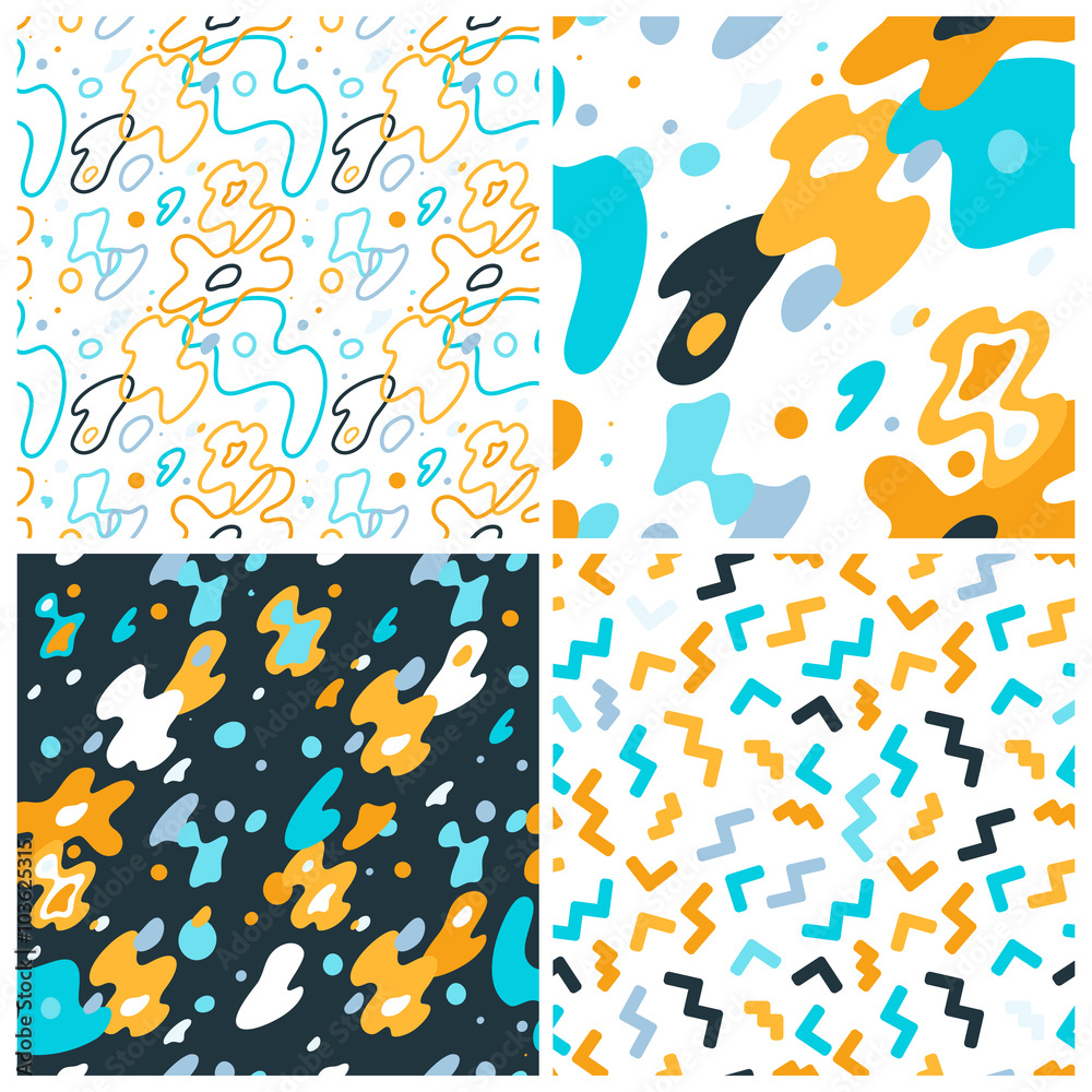 Poster Vector abstract background and seamless patterns with bright ele