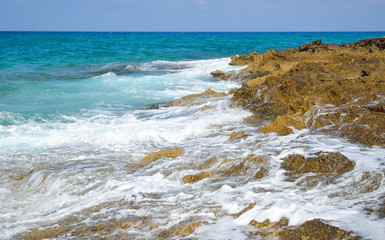 Rocks on the coast of Aegean Sea.