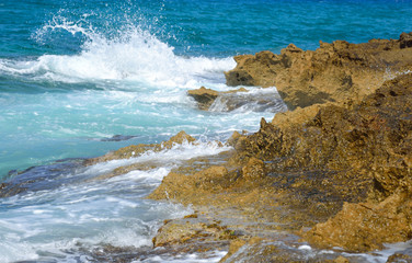 Rocks on the coast of Aegean Sea.