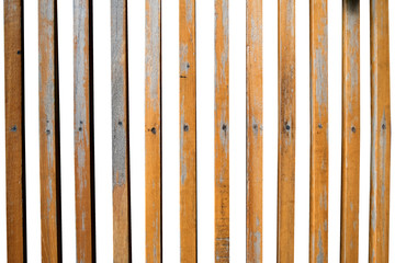 Vertical wooden planks isolate on white background