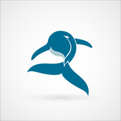 blue whale logo sign emblem isolated on white background