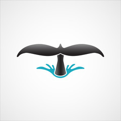 diving whale tail logo sign badge isolated on white background