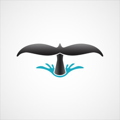 Obraz premium diving whale tail logo sign badge isolated on white background