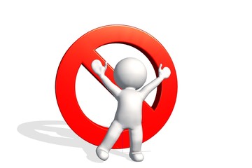 3d small people - stop sign