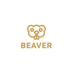 Beaver lines vector an outline monochrome minimalism modern trend monogram animal rodent, Harek, toothy smile eyes © DesignerVectoros