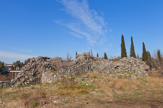 Ruins of Ribnica Fortres in Podgorica, Montenegro