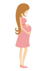 Pregnant woman in pink dress