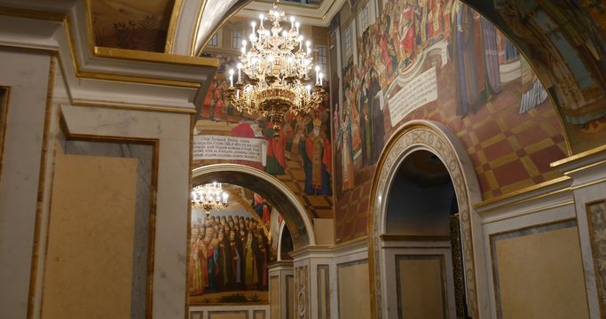 Great patriarchal council - The Views Inside The Great Church of The Assumption of the Blessed Virgin Mary of Kiev Pechersk Lavra in Kiev, Ukraine.