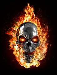 metal skull, flames © adimas