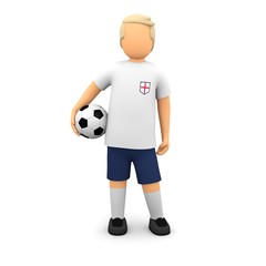 Englische Fußballer steht mit dem Ball