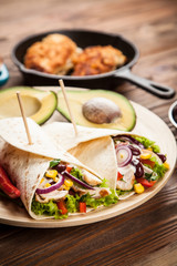 Tortilla with a mix of ingredients