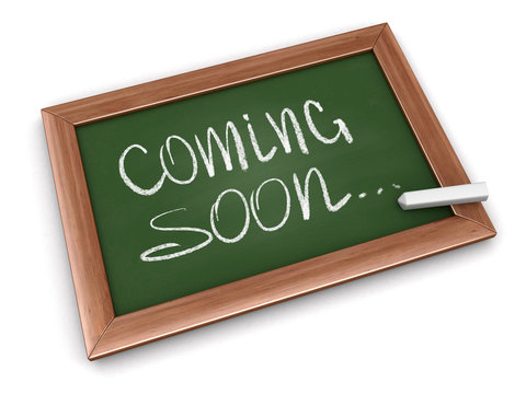 Blackboard  with Coming soon. Image with clipping path