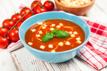 Tomato soup and basil