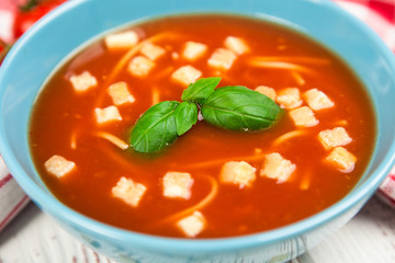 Tomato soup and basil