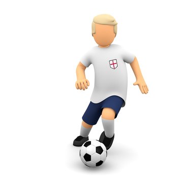 Englische Fußballer lauft mit dem Ball