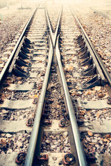 Two Railway or railroad tracks for train transportation (vintage style)
