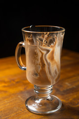 Dessert, chocolate mousse, glass, empty, eaten, finished