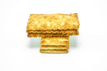 Sugar crackers biscuit on white background