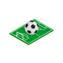 Ball on the soccer field icon, isometric 3d style