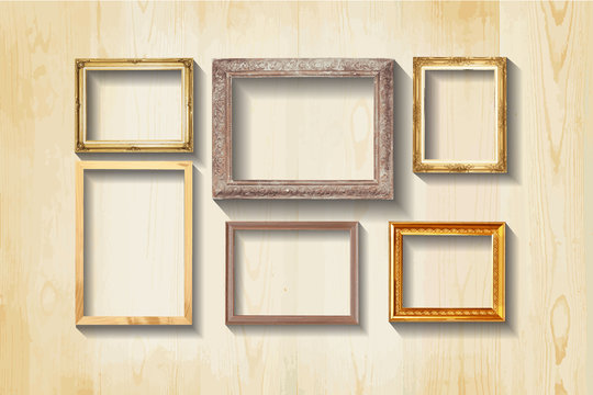 Set of vintage classic picture wood frame.