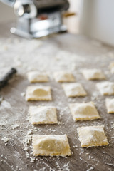 Fresh ravioli finished making prepared for cooking