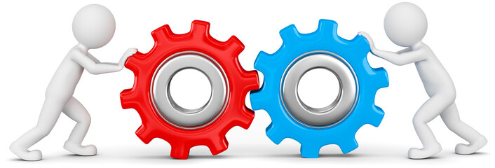 3d Männchen mit Zahnräder