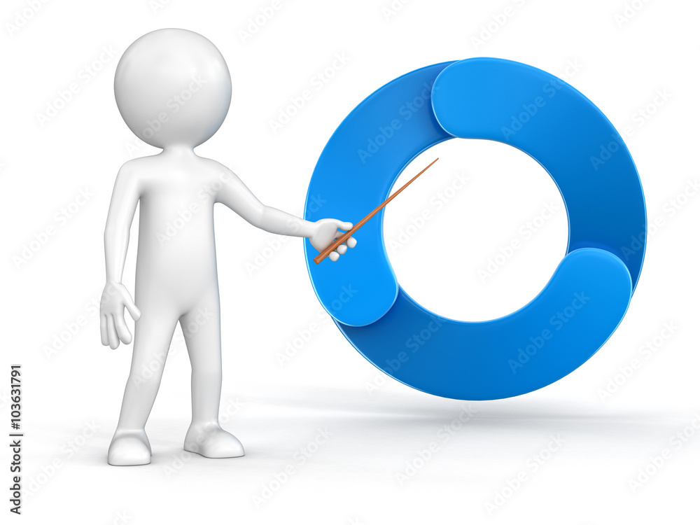 Poster man and circular graph. image with clipping path