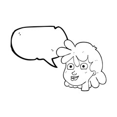 speech bubble cartoon female face