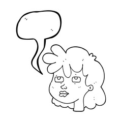 speech bubble cartoon female face