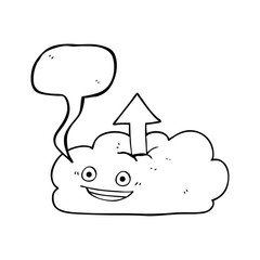 speech bubble cartoon upload to the cloud