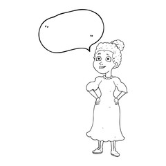 speech bubble cartoon victorian woman in dress