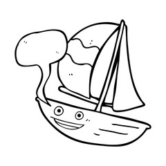 speech bubble cartoon sail ship