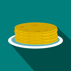 Roasted pancakes  icon, flat style 