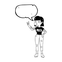 speech bubble cartoon rock girl