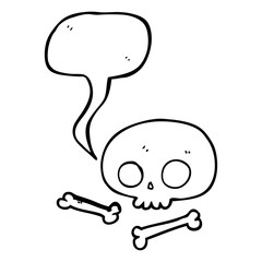 speech bubble cartoon skull and bones