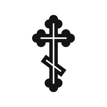 Orthodox cross icon, simple style 