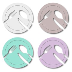 Restaurant Sign with Spoon, Fork and Knife icons set