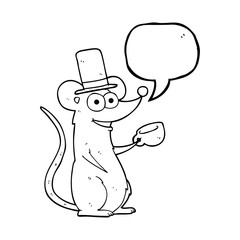 speech bubble cartoon mouse with teacup