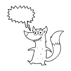 speech bubble cartoon little wolf
