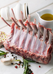 Fresh lamb ribs with spices and herbs