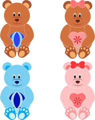 Brown, Pink and Blue Bears