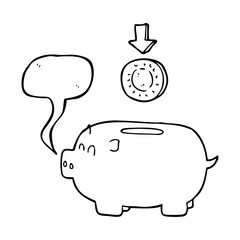 speech bubble cartoon piggy bank