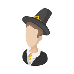 Pilgrim man cartoon icon 