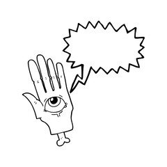 speech bubble cartoon spooky eye hand